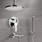 Chrome Tub and Shower Faucet Set with Rain Ceiling Shower Head and Hand Shower